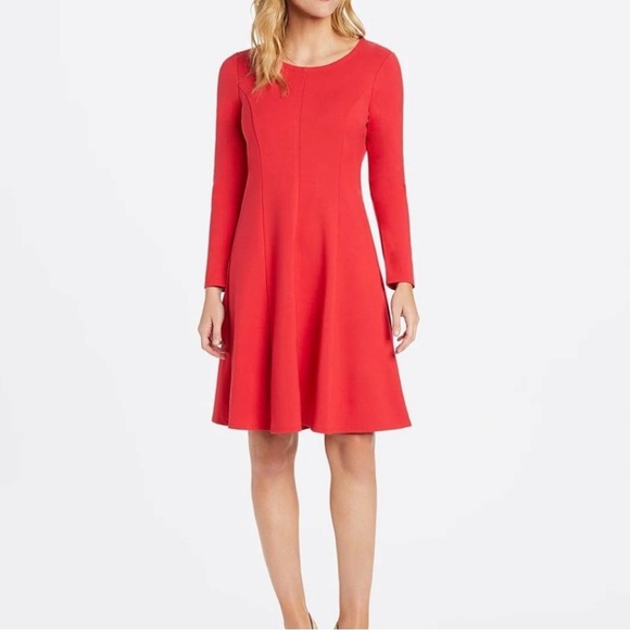 Draper James lipstick red ponte knit fit and flare dress size Small - Picture 2 of 12